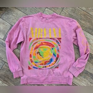 Nirvana Urban Outfitters Pink Graphic Sweatshirt Smiley Sz Medium